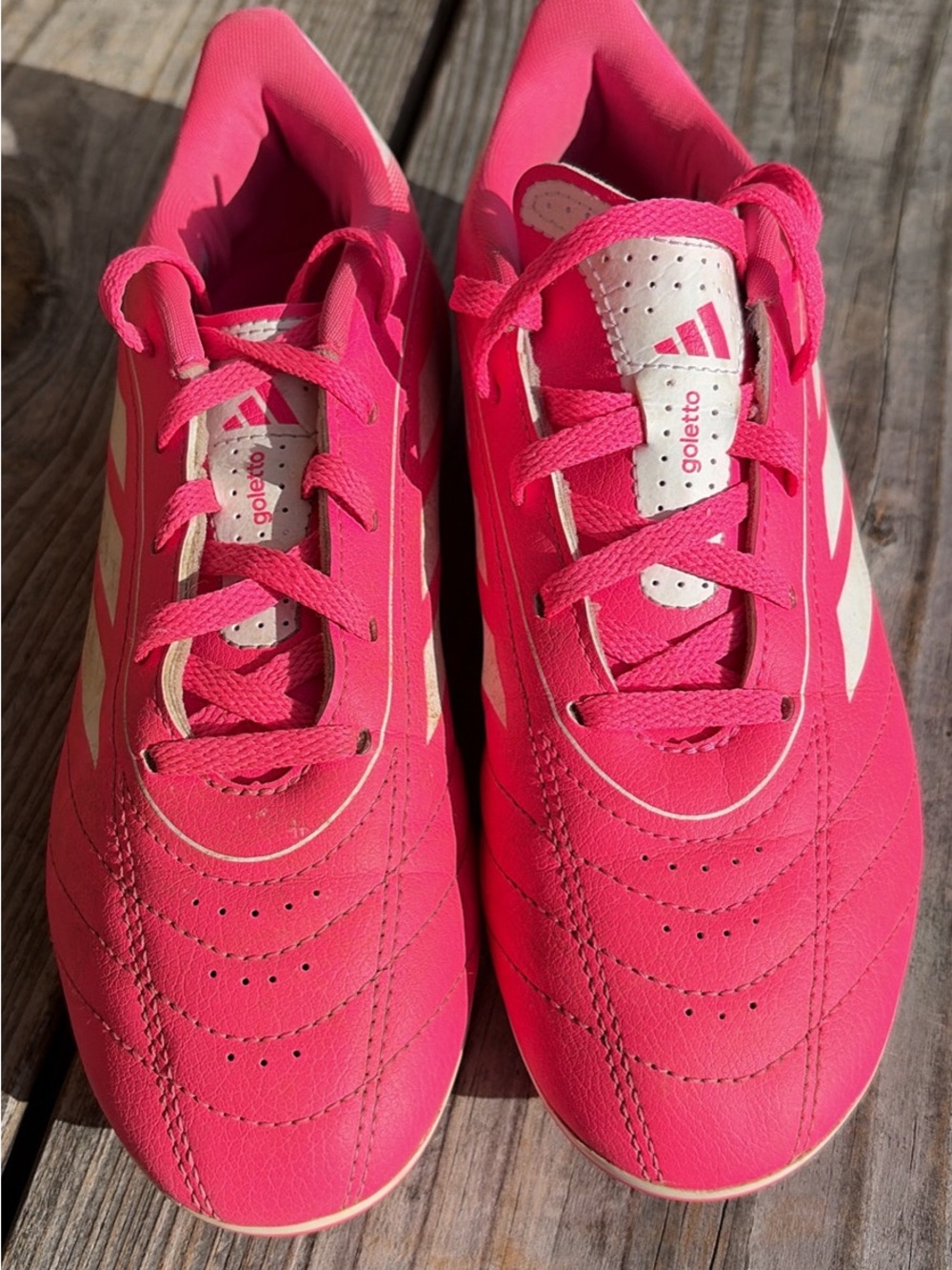 Hot Pink and White Goletto Soccer Shoes
